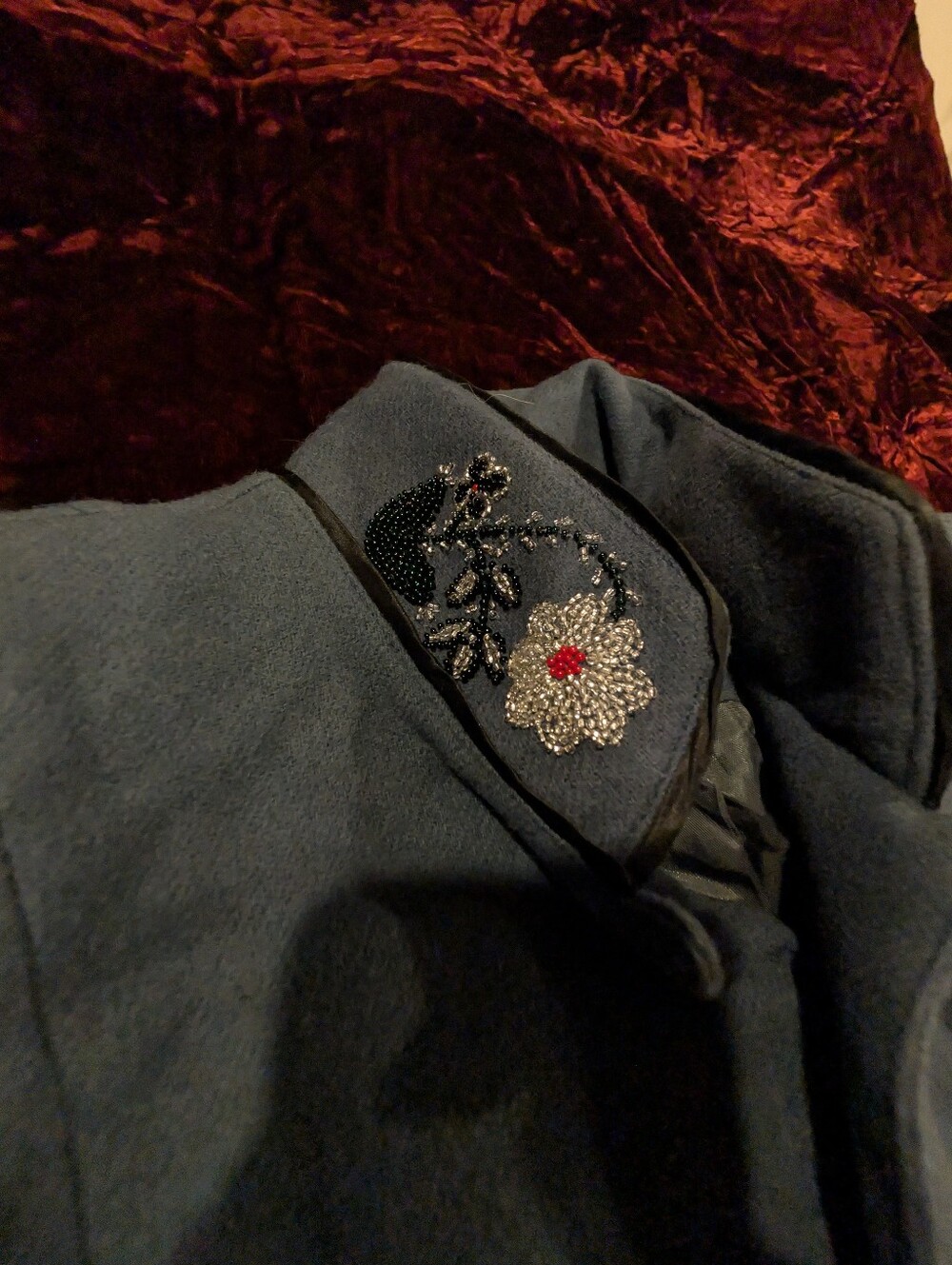 Women's Western Navy Wool Beaded Blazer Jacket Double D Ranch Vintage - Picture 6 of 8
